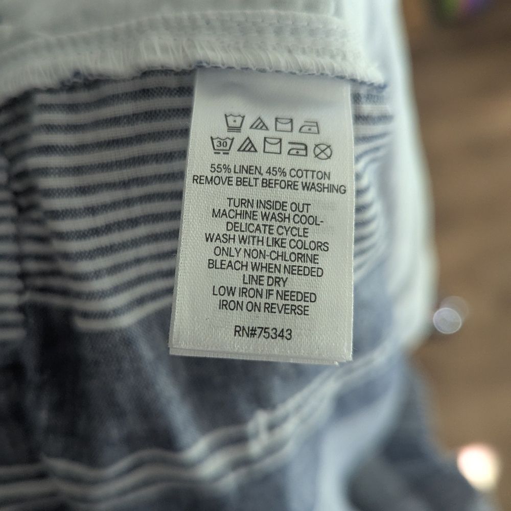 Sigrid Olsen NWT Navy and White Striped XL Linen Pants NWT vacation resort - Picture 5 of 11